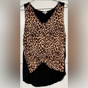 Candie's Leopard Print and Black Sleeveless Top - Medium